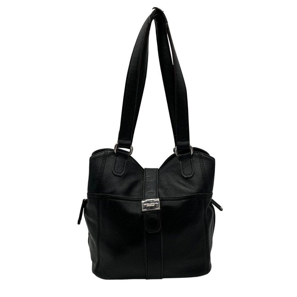 Tignanello Black Pebbled Leather Shoulder Bag